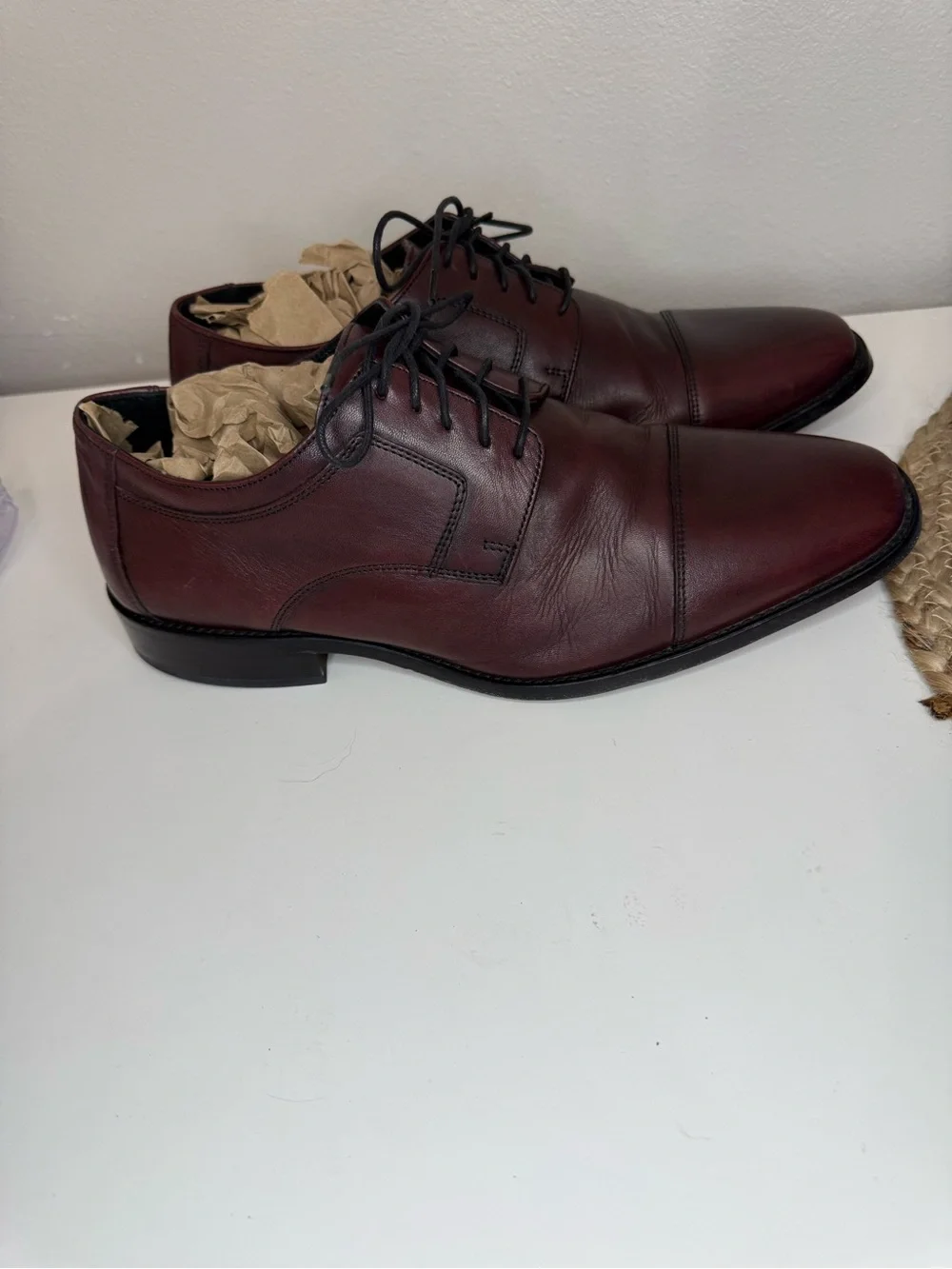 Murphy by Johnston & Murphy Burgundy Leather Cap Toe Oxford Dress Shoes 10.5 W